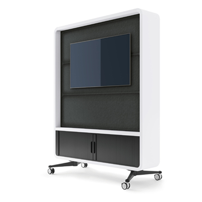 Hushoffice Wall TV Mount Felt Panel and Whiteboard in White