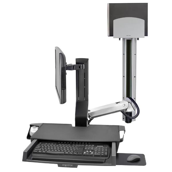 ERGOTRON SIT-STAND SV COMBO ARM W/PAN + M/CPU BLK