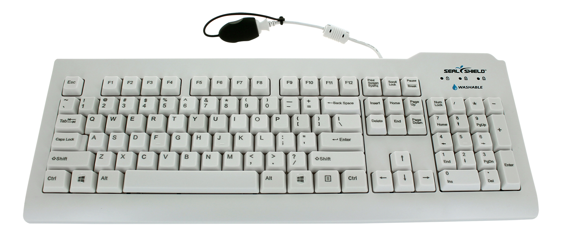 Seal Shield Silver Seal Medical Grade Keyboard, 104 Keys, IP68, USB, White