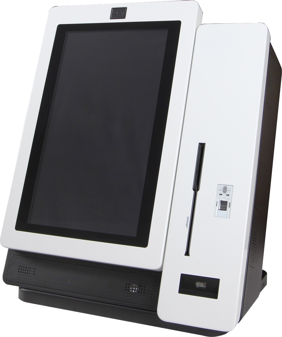 FEC Kiosk Mark II, Intel i3 Processor, 4GB RAM, 128GB SSD Storage, 22" Display, 2D Scanner, Camera, Printer, Windows 10, Desktop