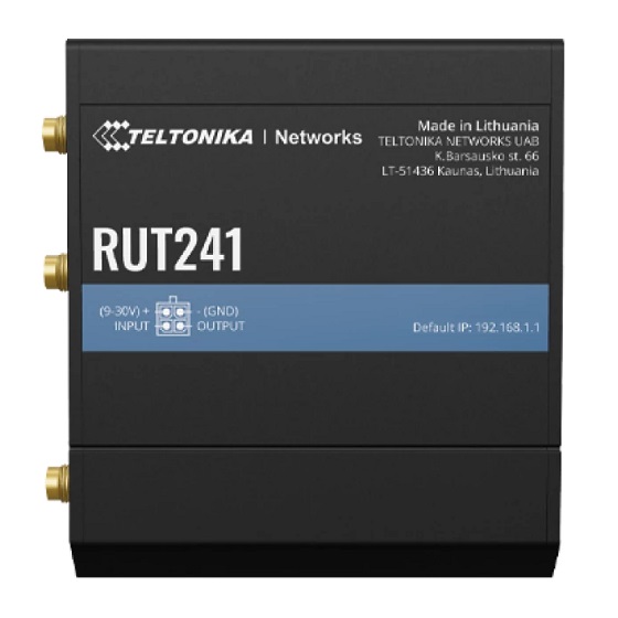 Teltonika RUT241 Industrial Cellular Router,16MB Flash, 128 MB RAM, 4G/LTE (Cat 4), 2x Ethernet, 1x WAN, 1x LAN, Wi-Fi