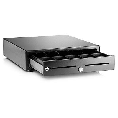 HP Standard (Full size) Cash Drawer in Black with 24V Solenoid - Includes Removable 8 Note and 8 Coin Insert Tray